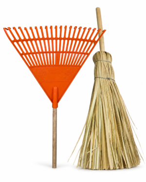 Big Orange Rake + Grass Broom